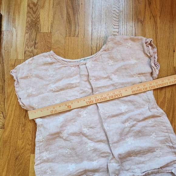 Terzo Millenio Linen Blush Floral Embroidered Top Size L romantic Beach - Picture 9 of 9